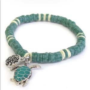 3/$30 Sealife theme charm stretch bracelet - Turtle